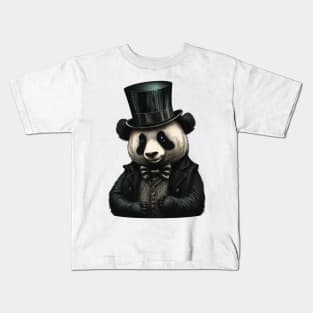 Panda wearing Top Hat Kids T-Shirt